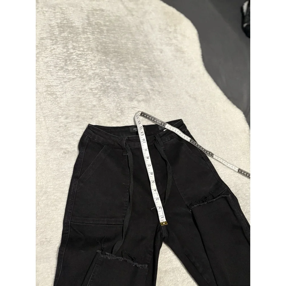 Judy Blue Joggers Jeans Size 7/28 High Waist Jet Black Style JB88700 Raw Hem - Picture 5 of 9
